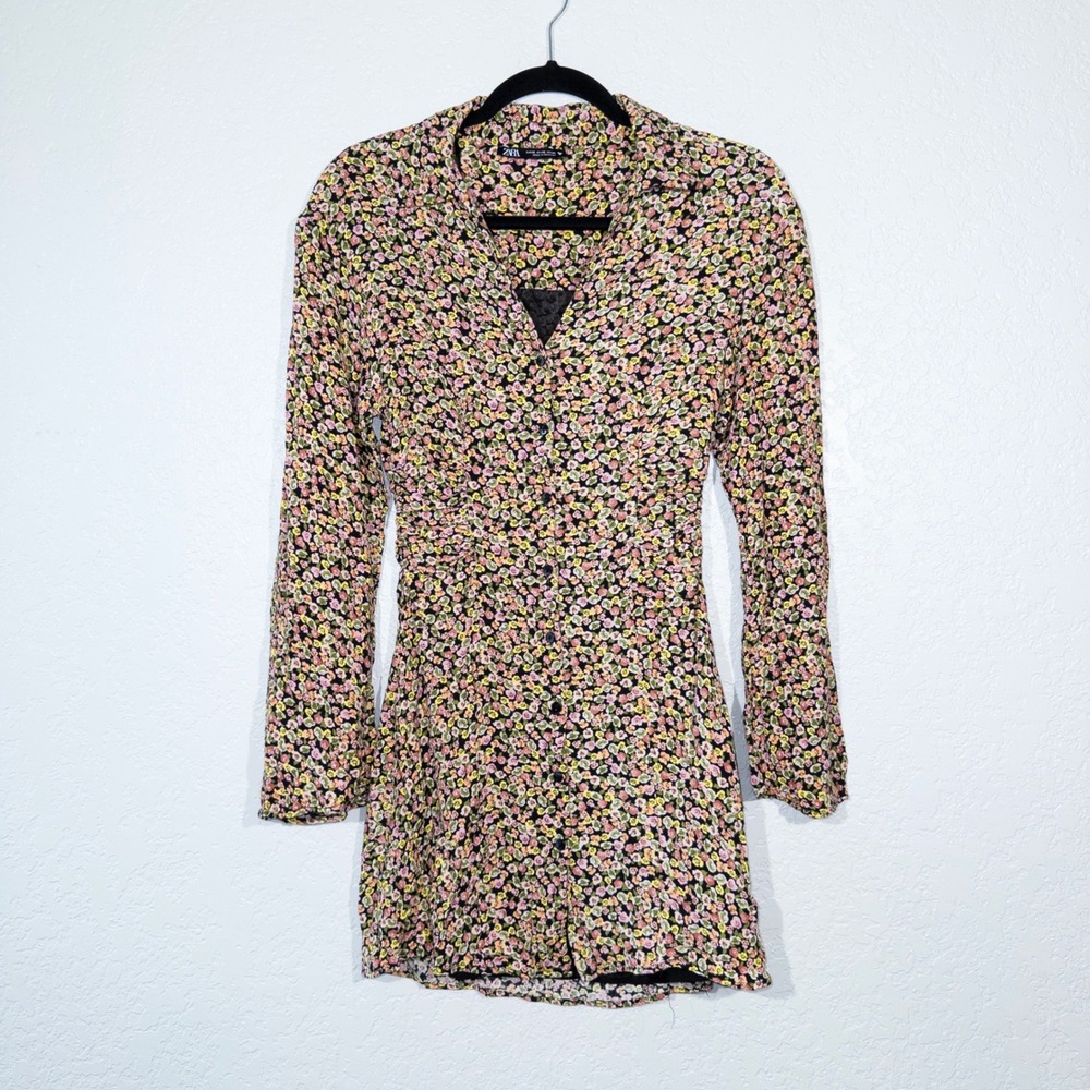 New Zara Liberty Floral Long Sleeve‎ Mini Dress Size XS - Picture 2 of 9